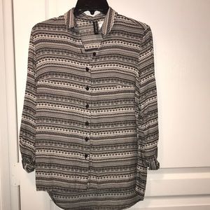 H&M long sleeve Aztec pattern blouse